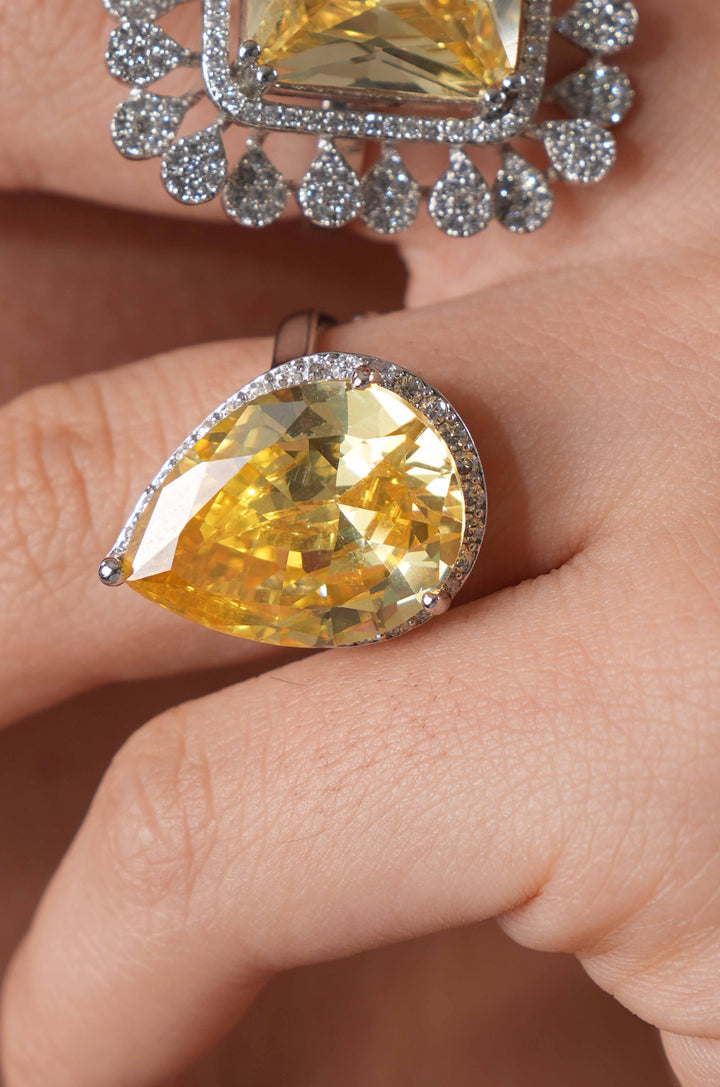 Meesha Topaz Diamond Ring