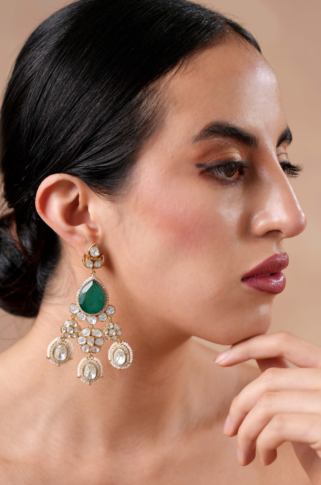 Rumami Polki Emerald Earrings