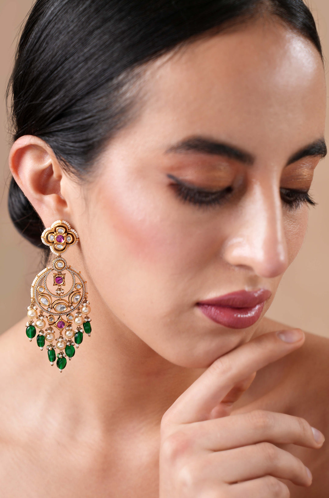 Izel Polki Chaandbali Earrings