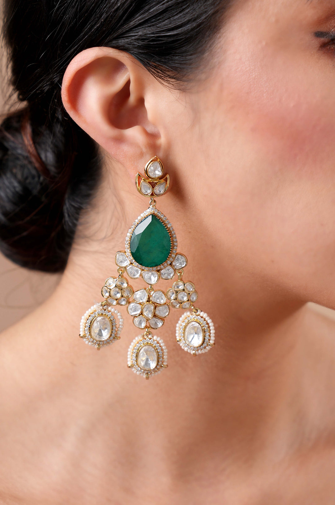 Rumami Polki Emerald Earrings