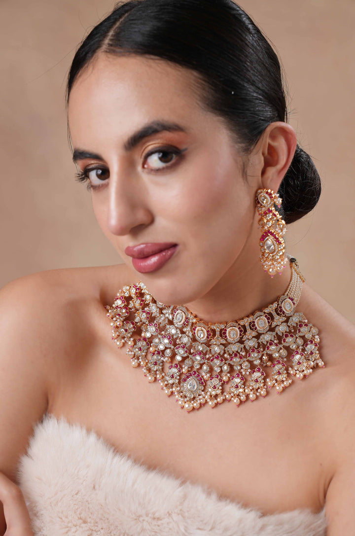 Amaira Ruby Polki Choker Necklace Set