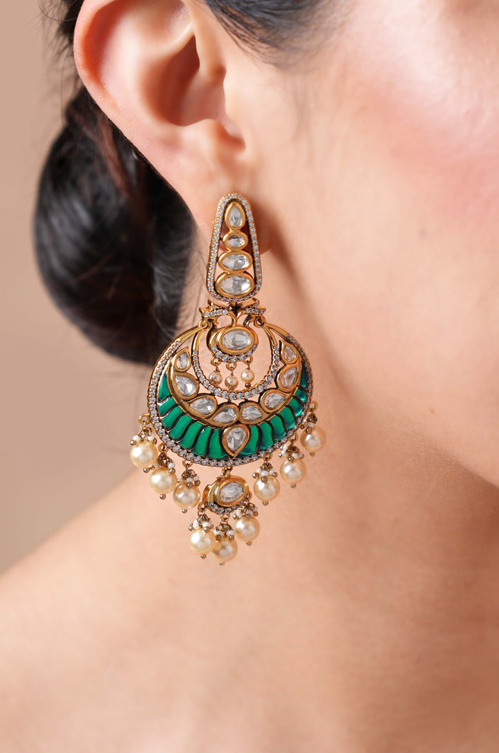 Aura Polki  Emerald Earrings