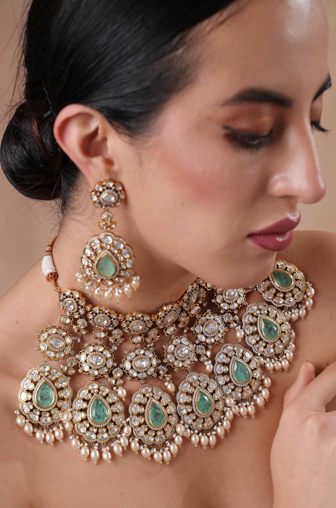 Aaida Mint Polki Bridal Necklace Set