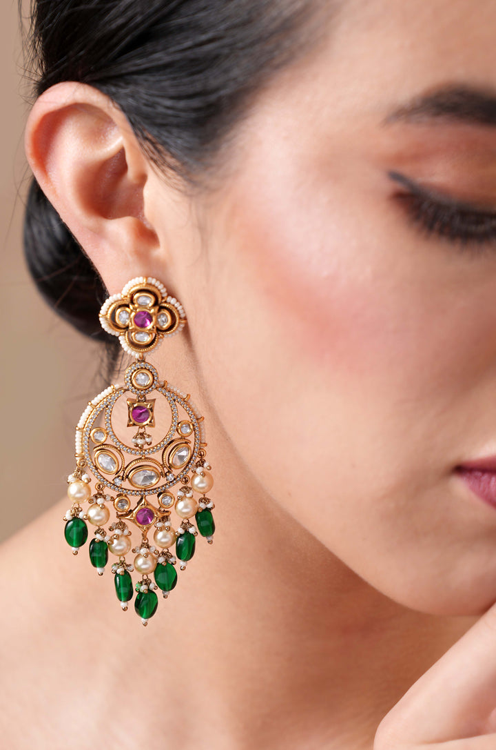 Izel Polki Chaandbali Earrings