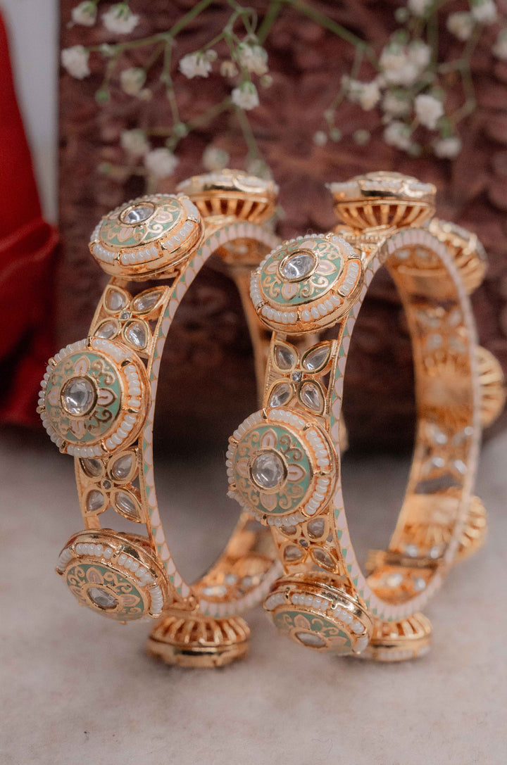 Eshe Meenakari Polki Pacheli Bangles- Set of 2