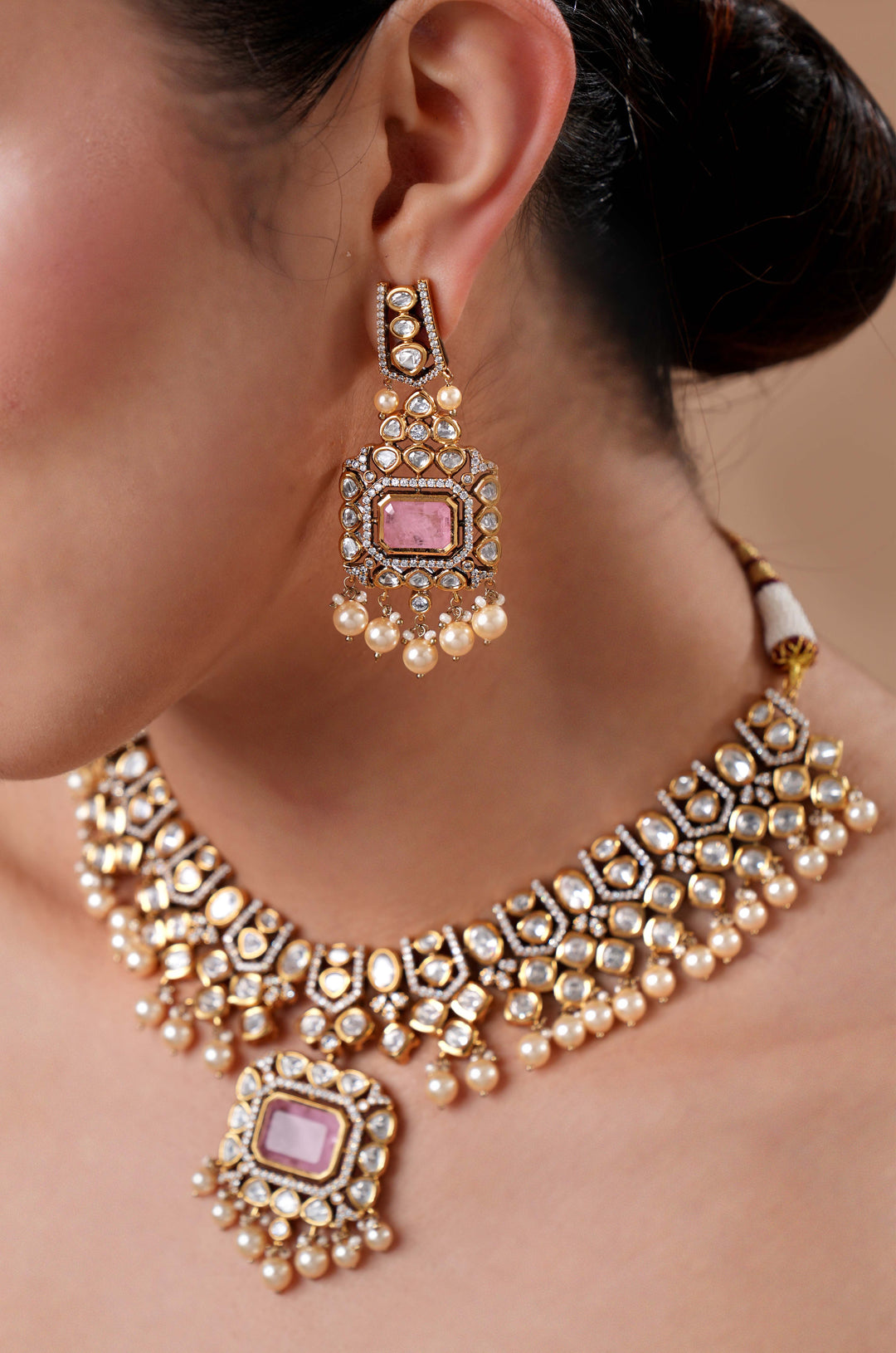 Tanishka Pink Polki Necklace Set