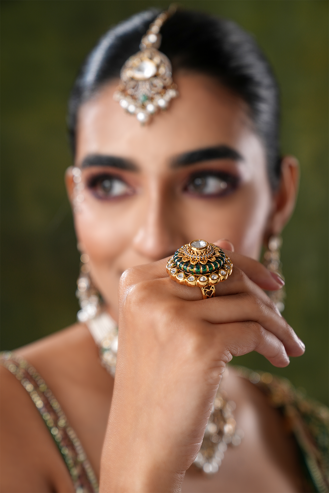 Adila Green Polki Ring