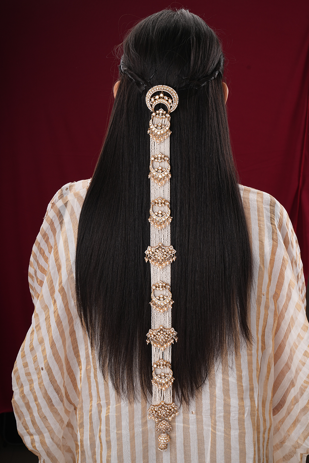 Amulya Polki And Pearls Braid Pin