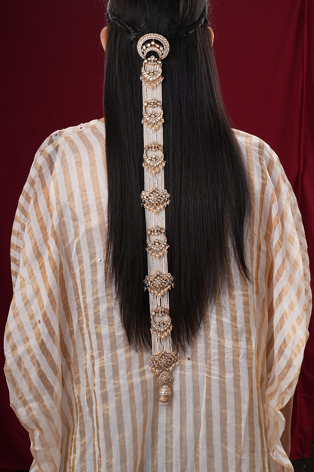 Amulya Polki And Pearls Braid Pin