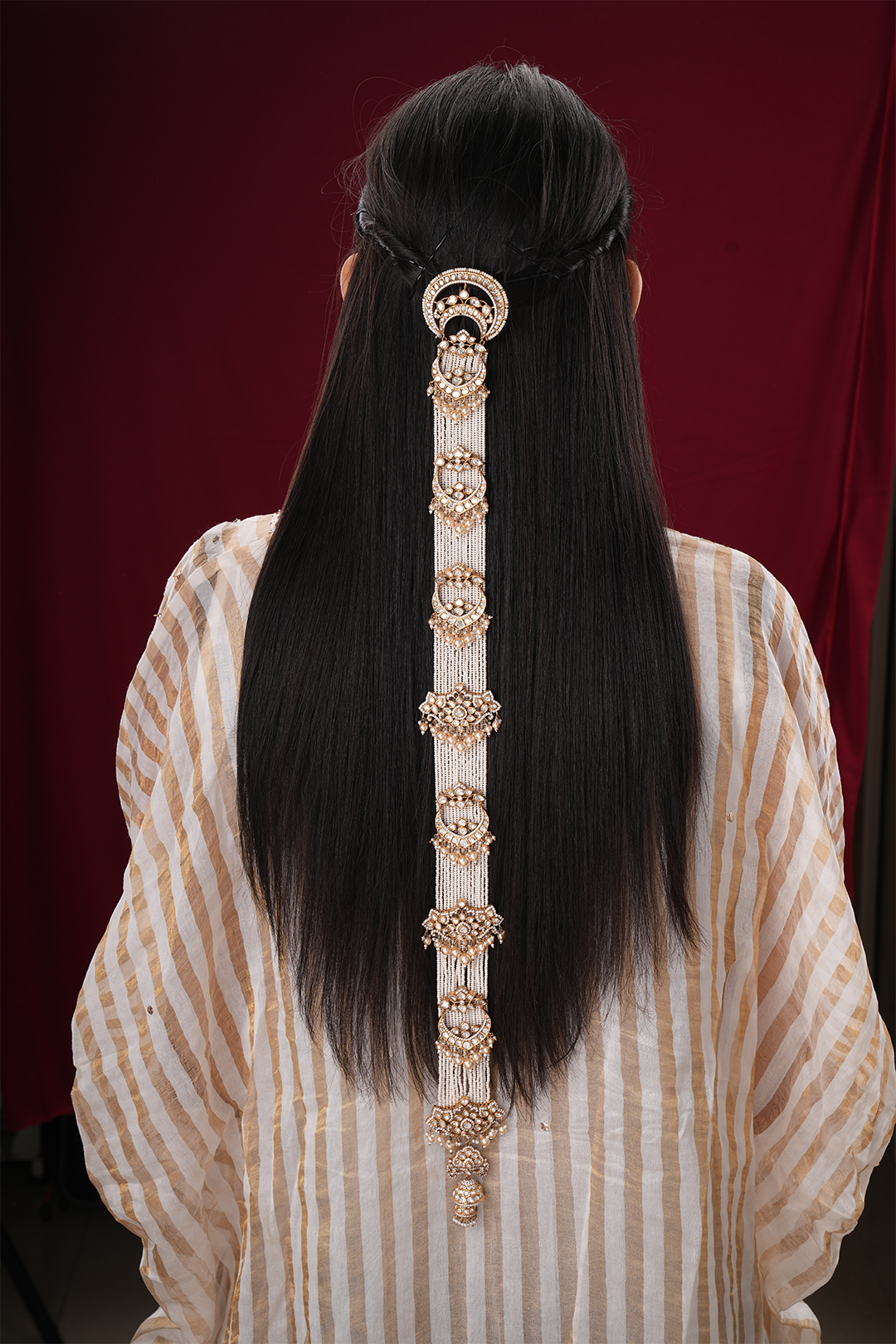 Amulya Polki And Pearls Braid Pin