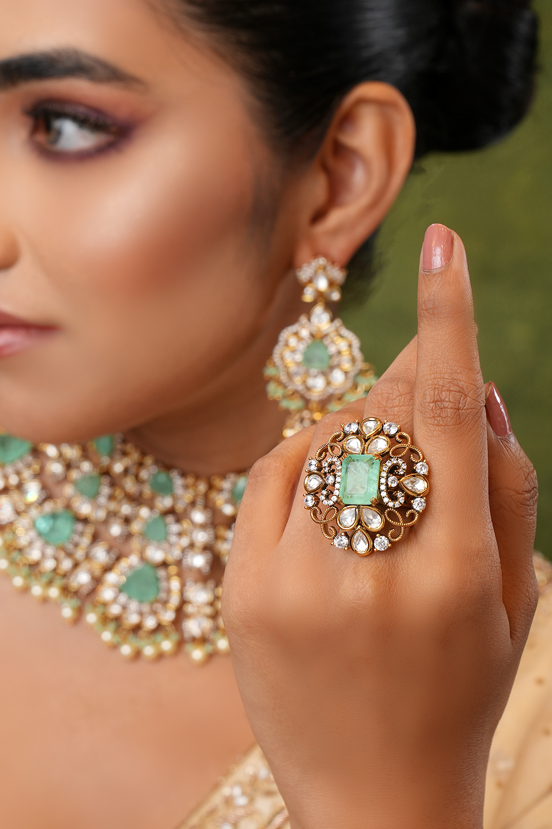 Areej Mint Polki Ring