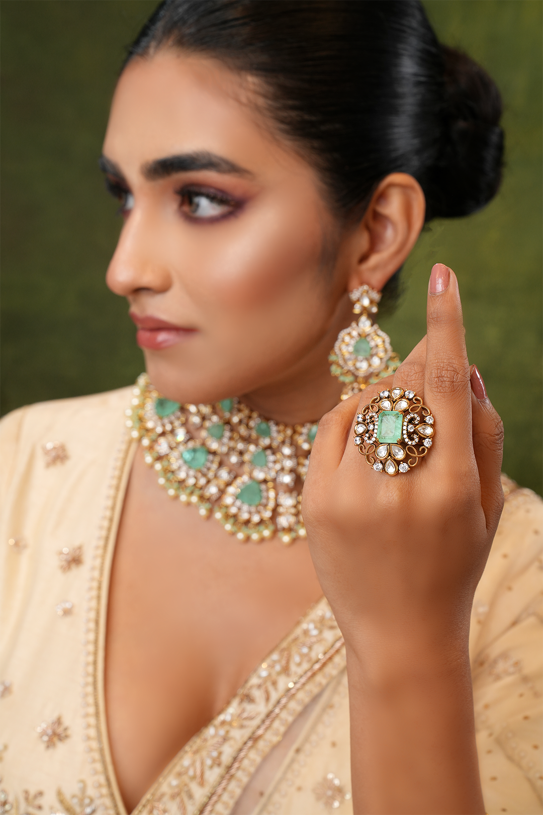 Areej Mint Polki Ring