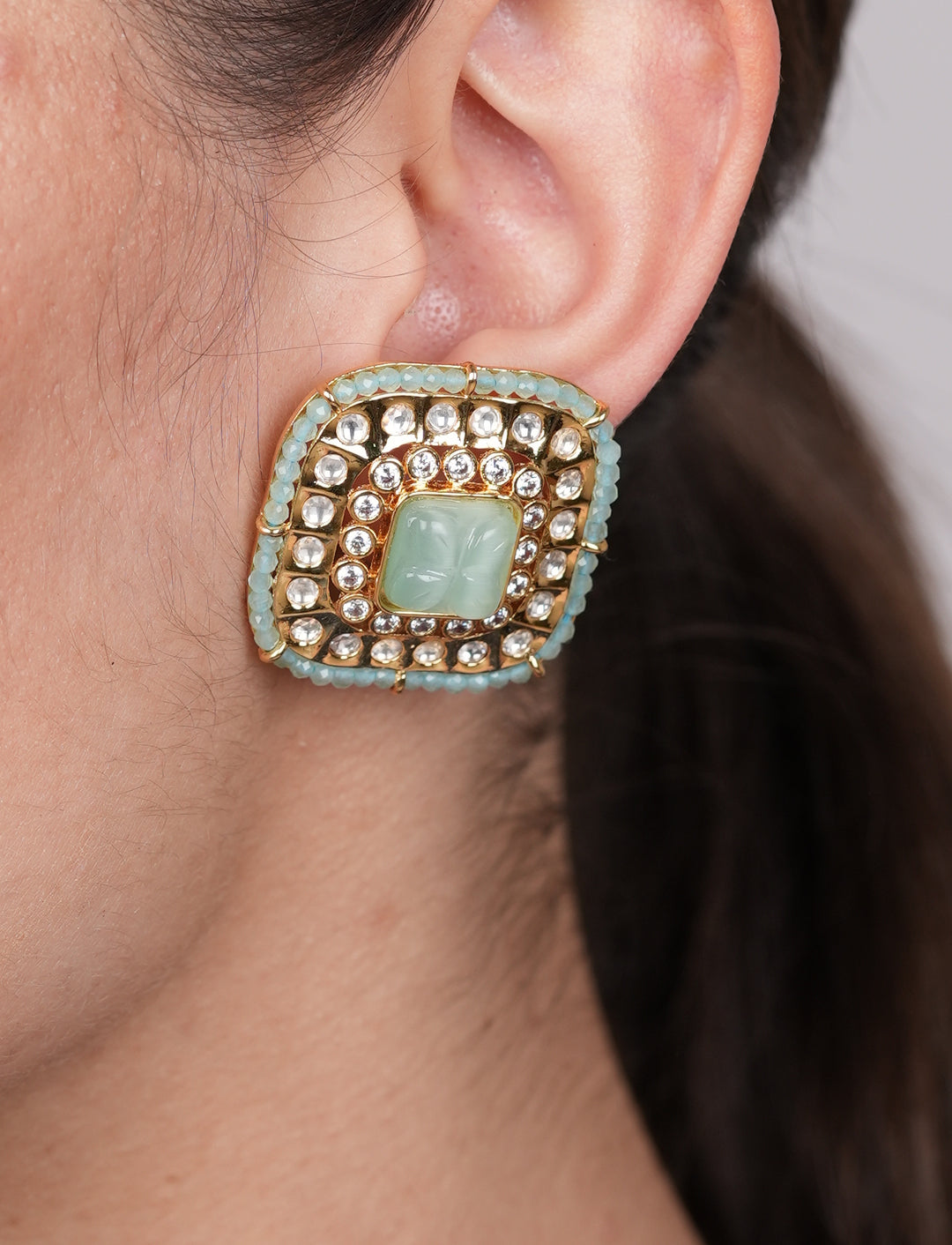 Afifa Mint Polki Studs