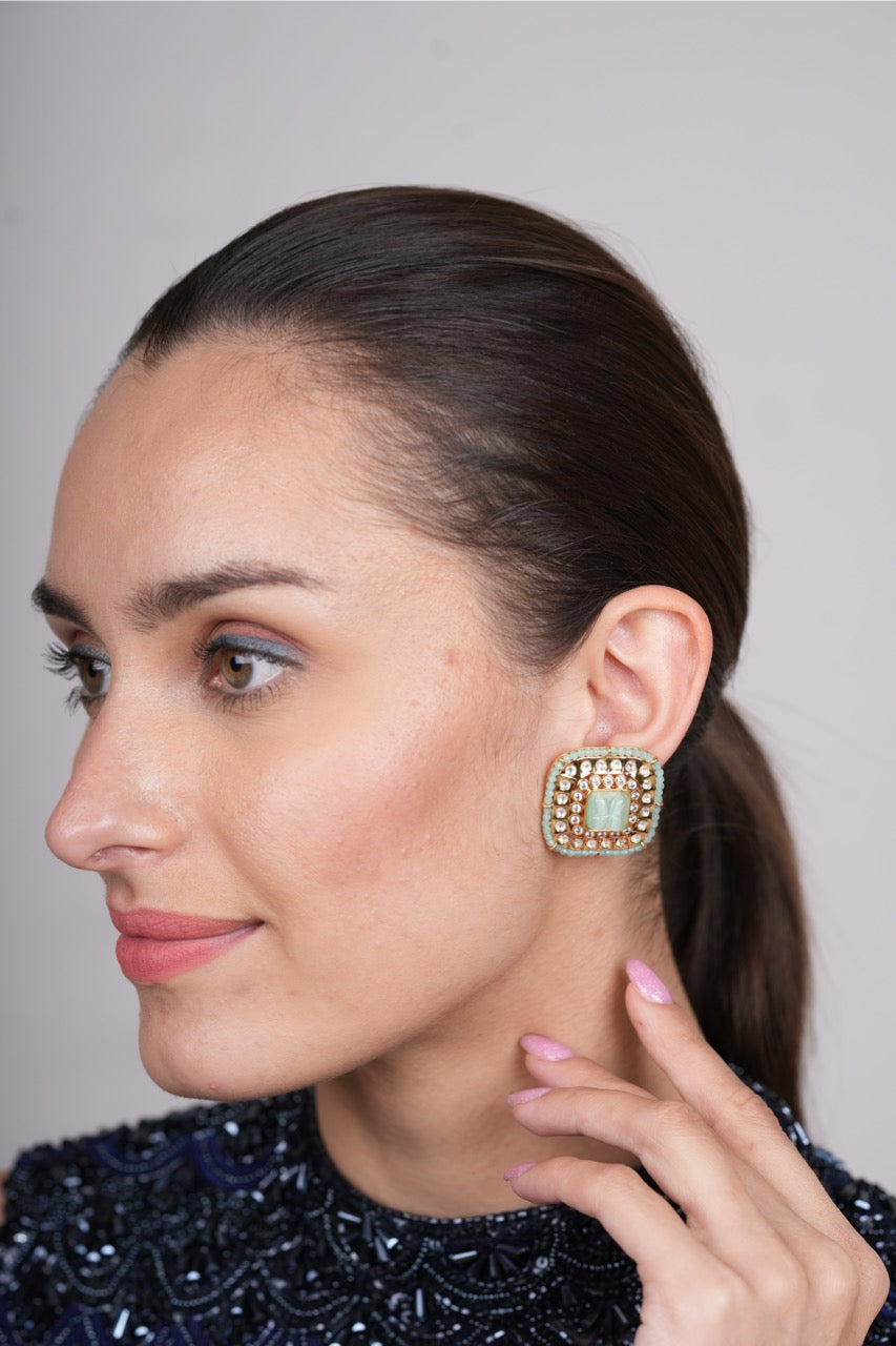 Afifa Mint Polki Studs