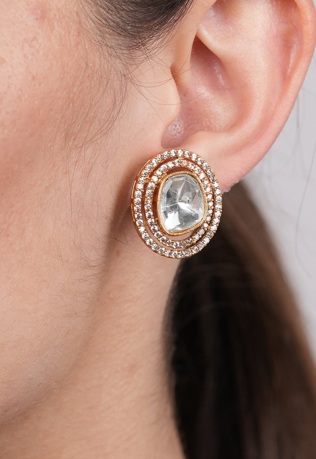 Nilma Gold Polki Studs