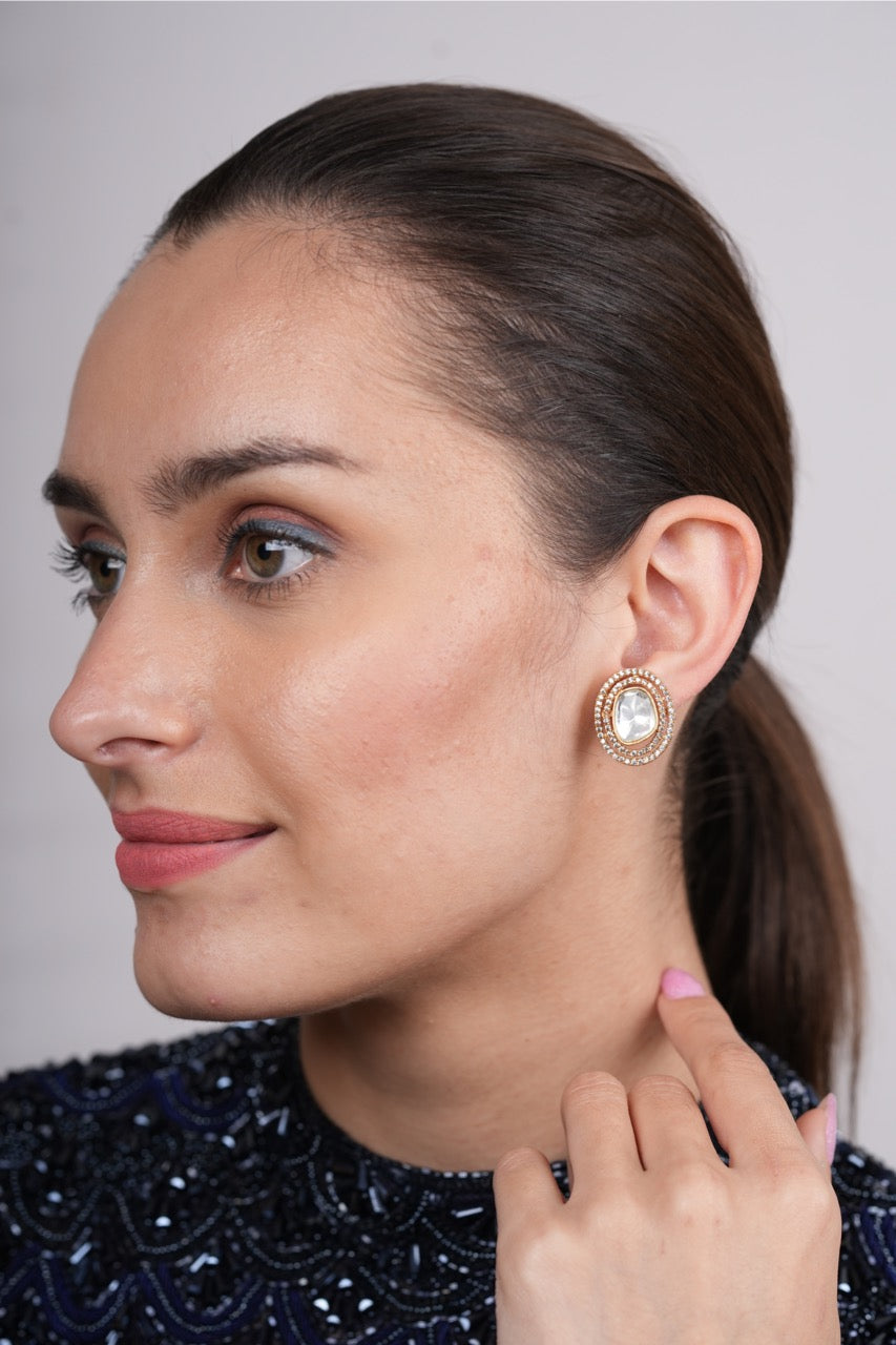 Nilma Gold Polki Studs