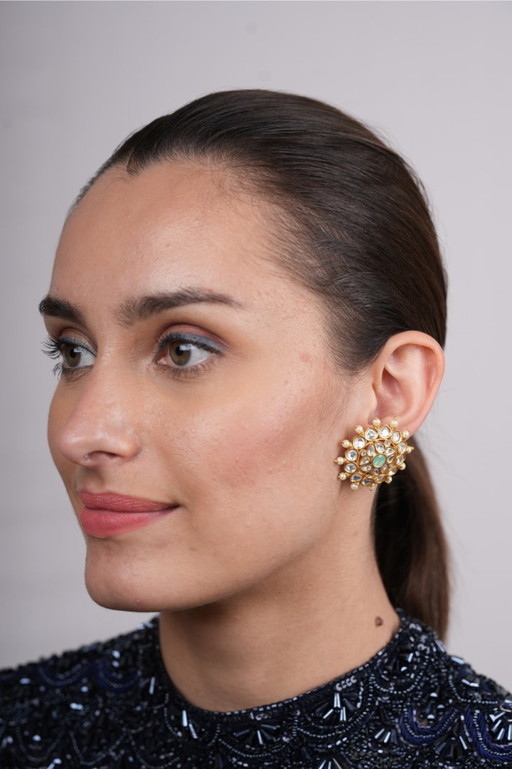 Kautirya Mint Polki Studs