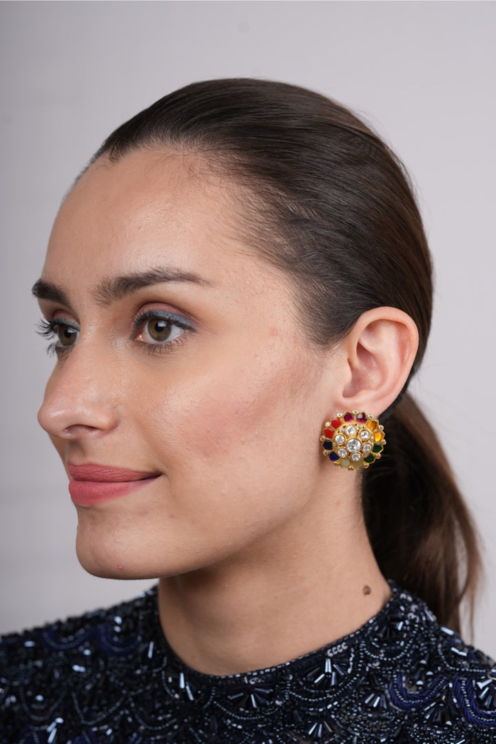 Dajshi Navrattan Polki Studs