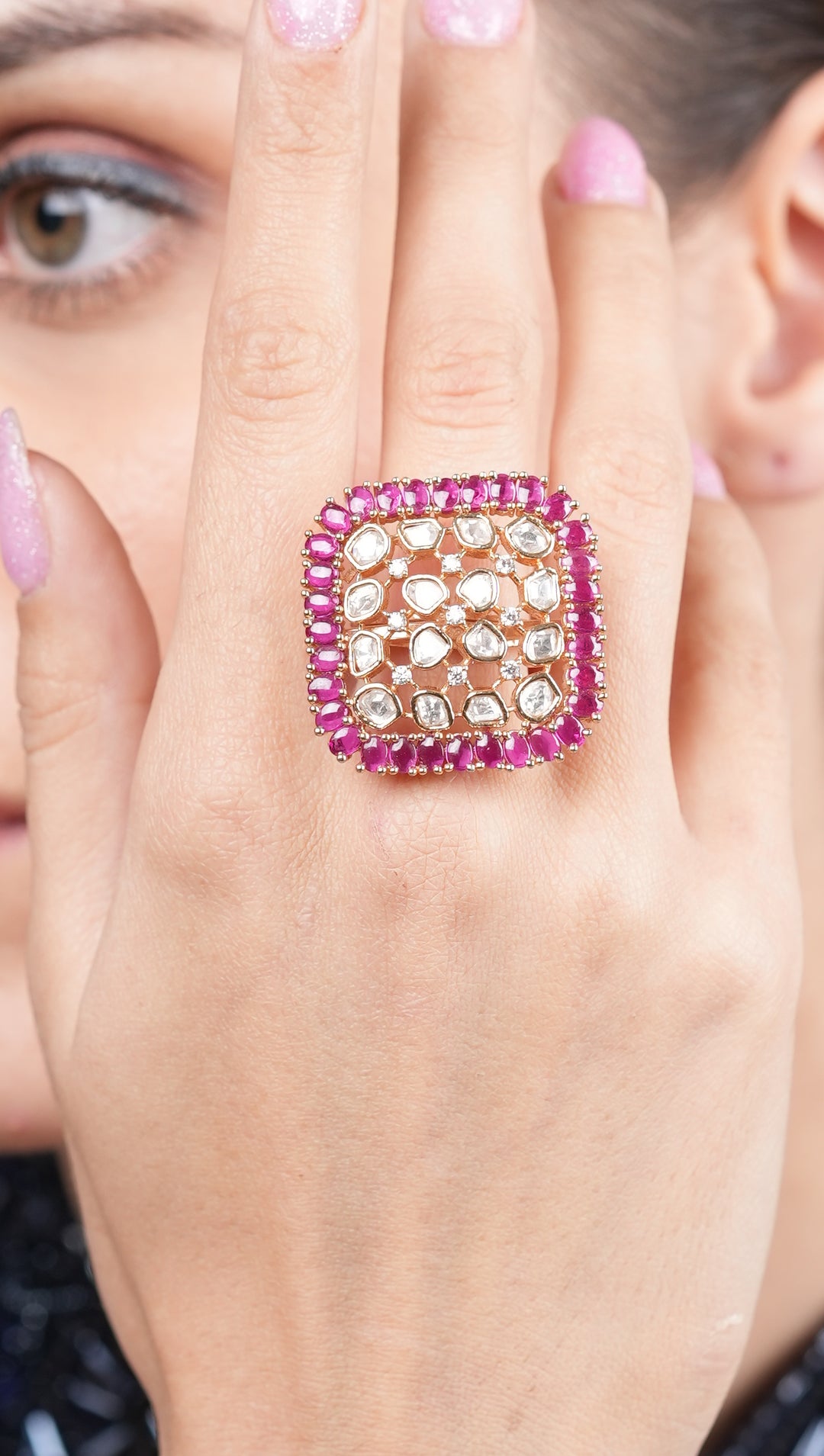 Anshi Ruby Squarish  Ring