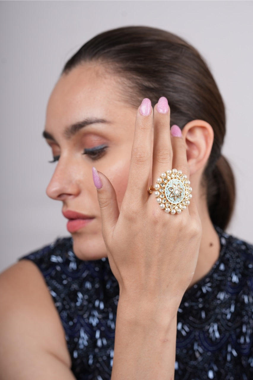 Gulbarg Mint and Pearl Ring