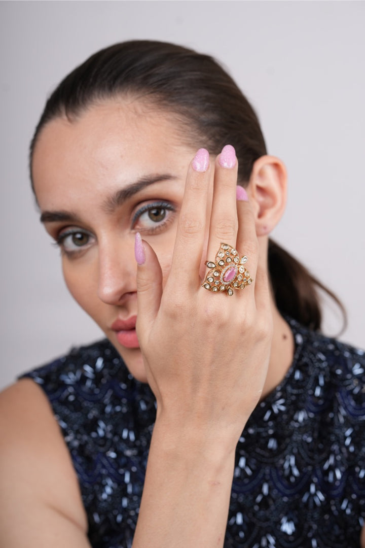 Zeenat Pink  Triangular Ring