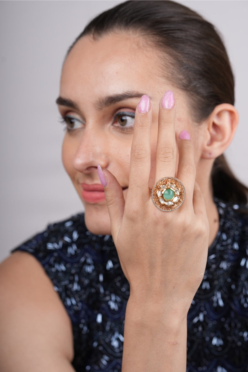 Sara Mint Floral Ring