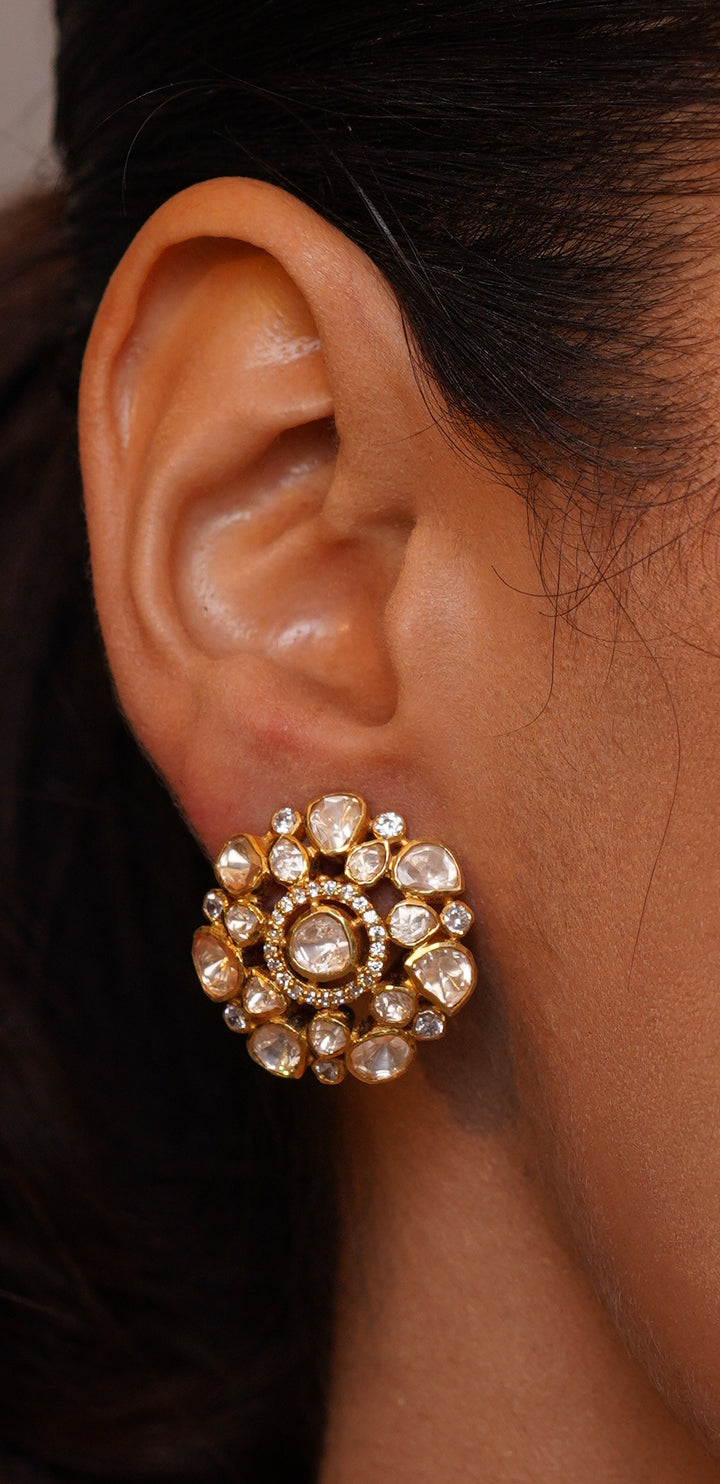 Farzeen Silver Polki Studs