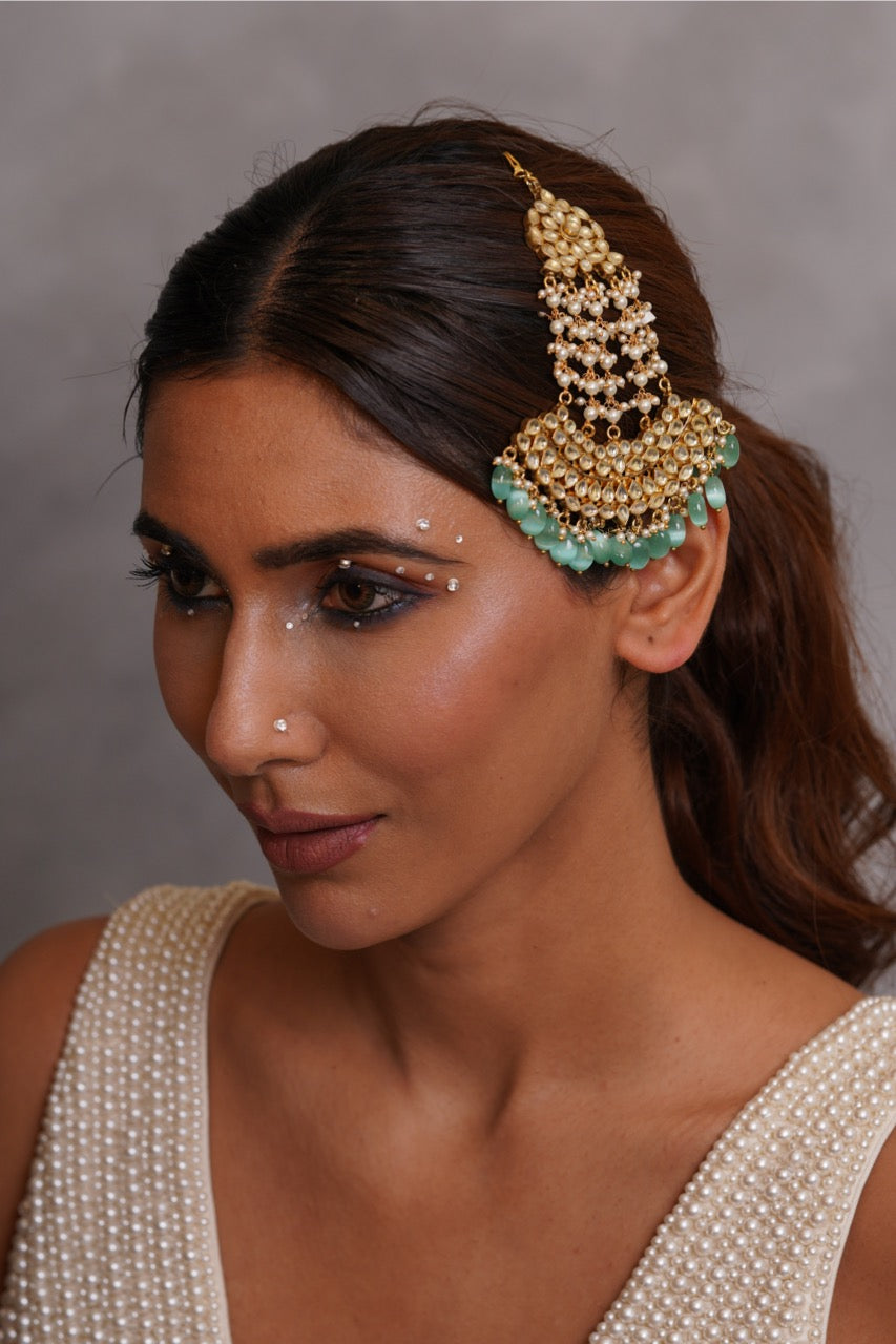 Nida Mint Gold Plated Kundan Passa