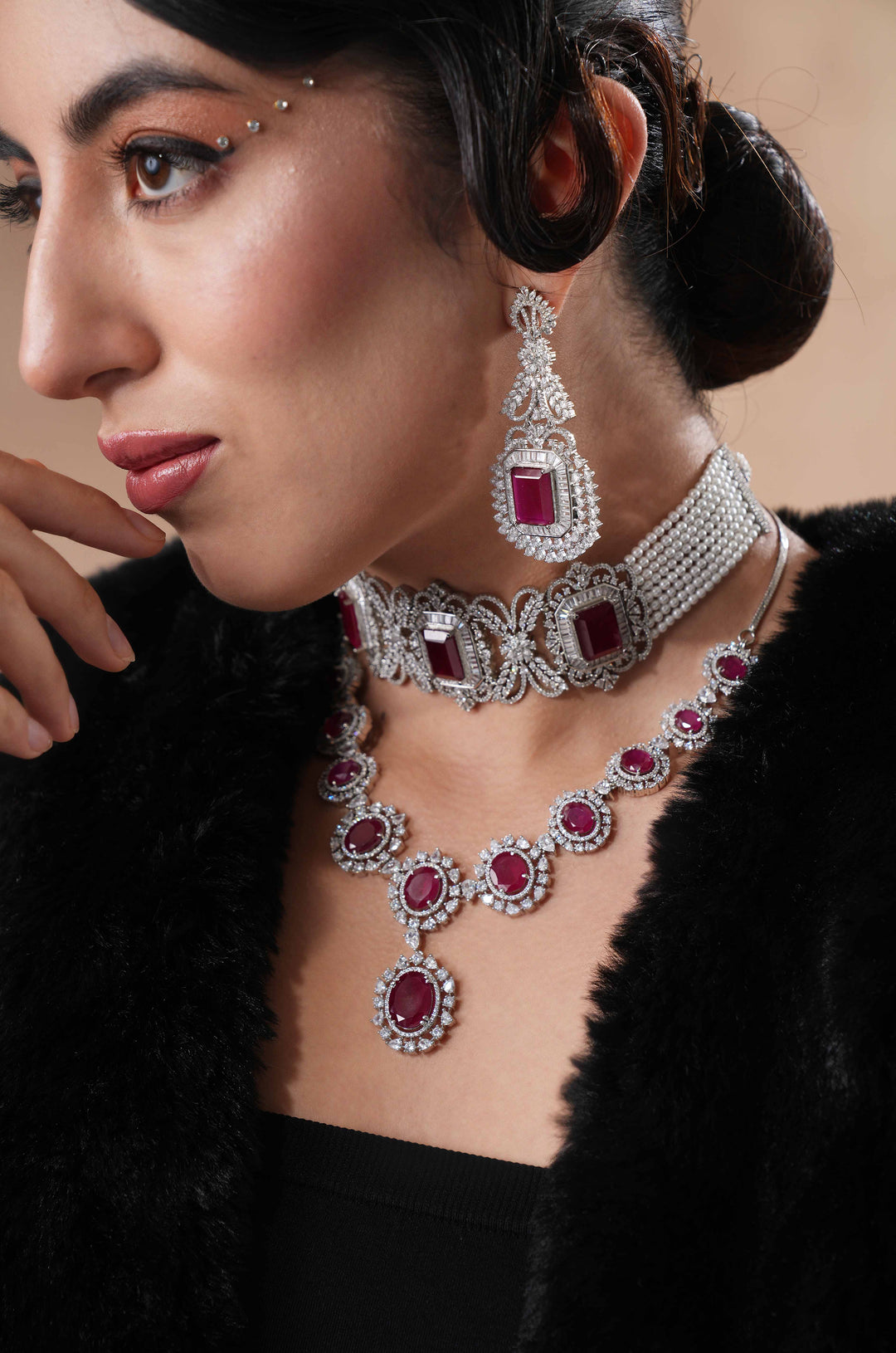 Nyra Ruby Diamond Necklace Set