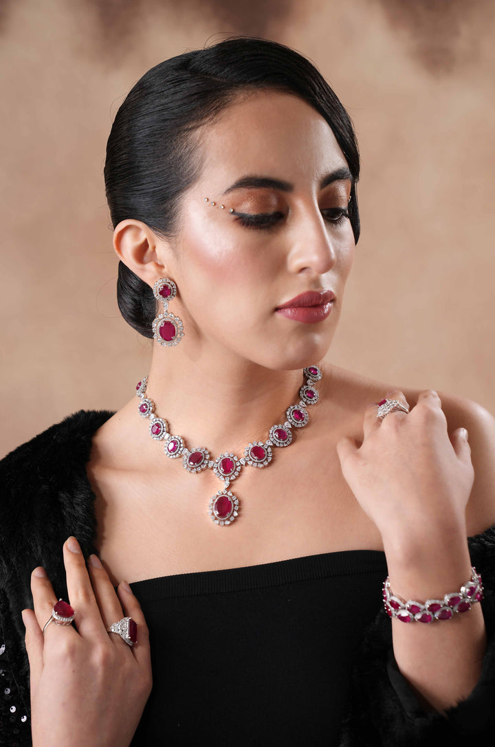 Nyra Ruby Diamond Necklace Set