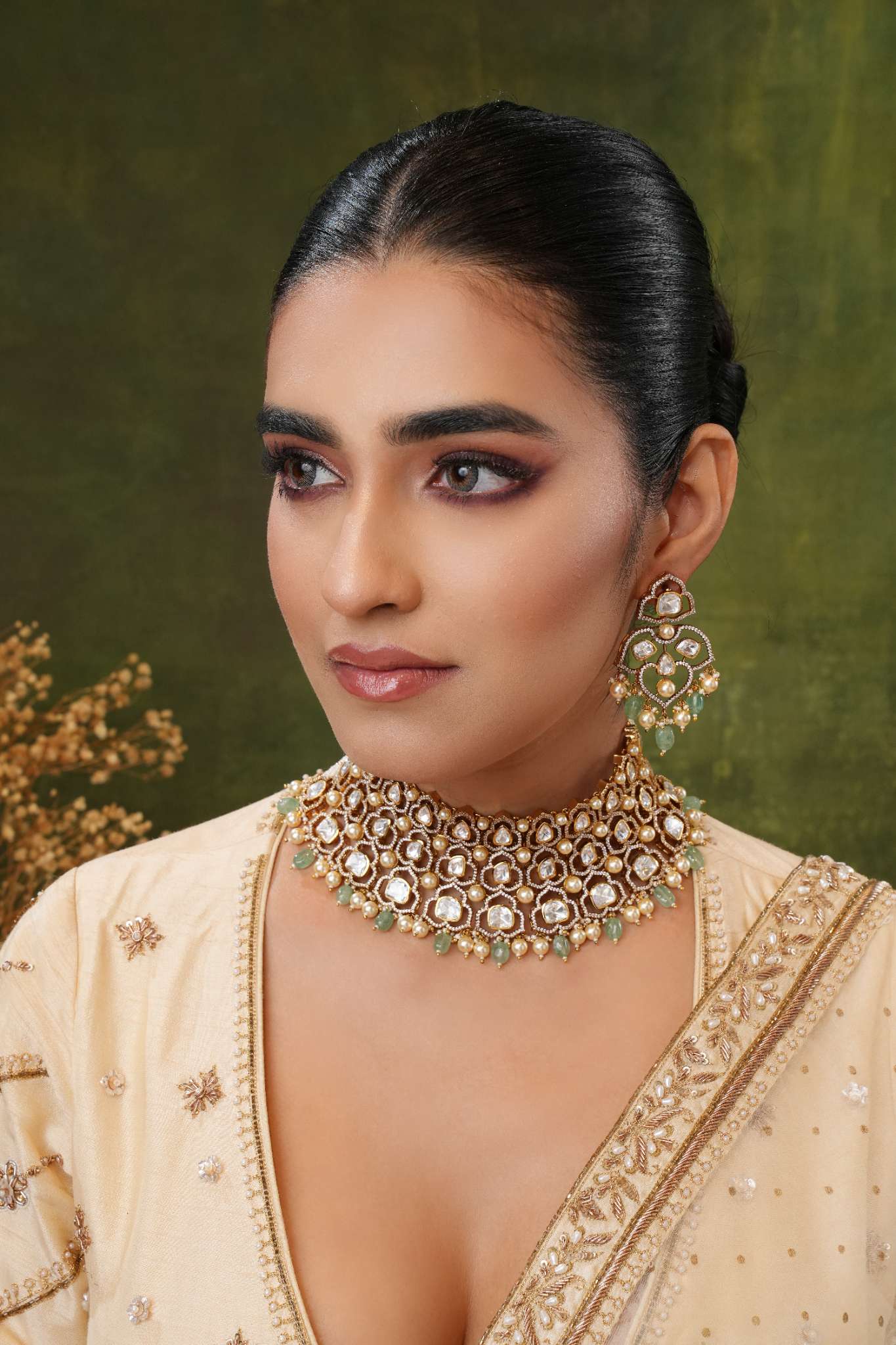 Nima Polki Choker Necklace Set