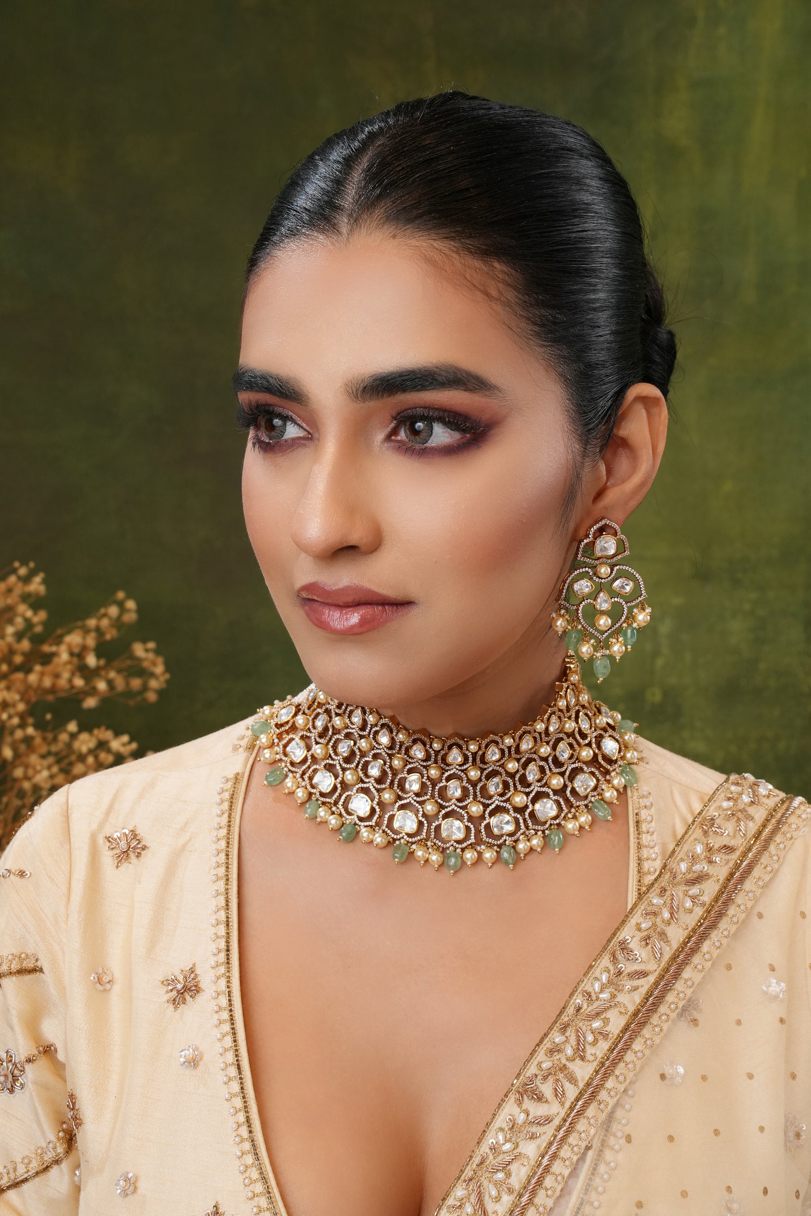 Nima Polki Choker Necklace Set