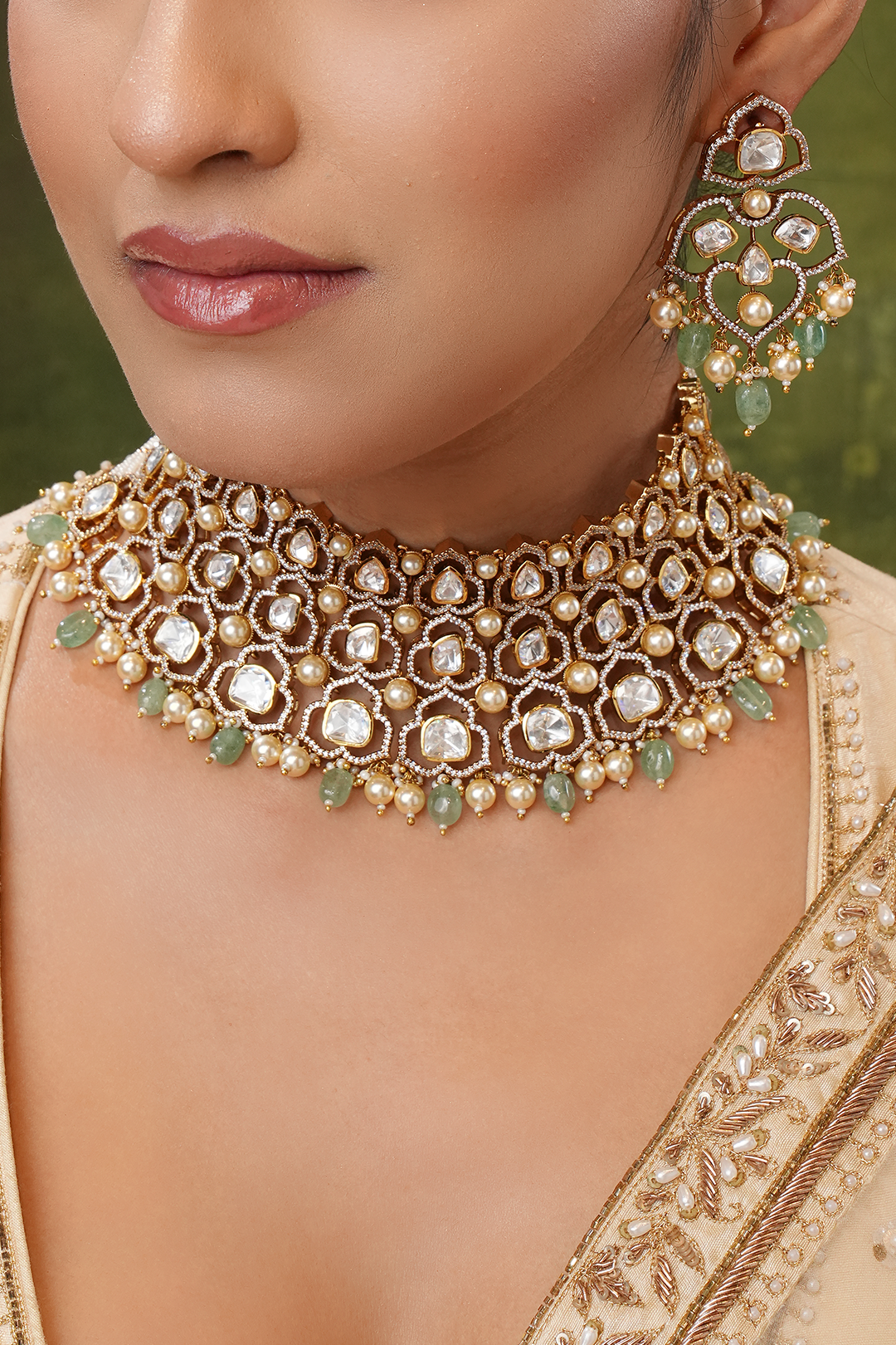 Nima Polki Choker Necklace Set