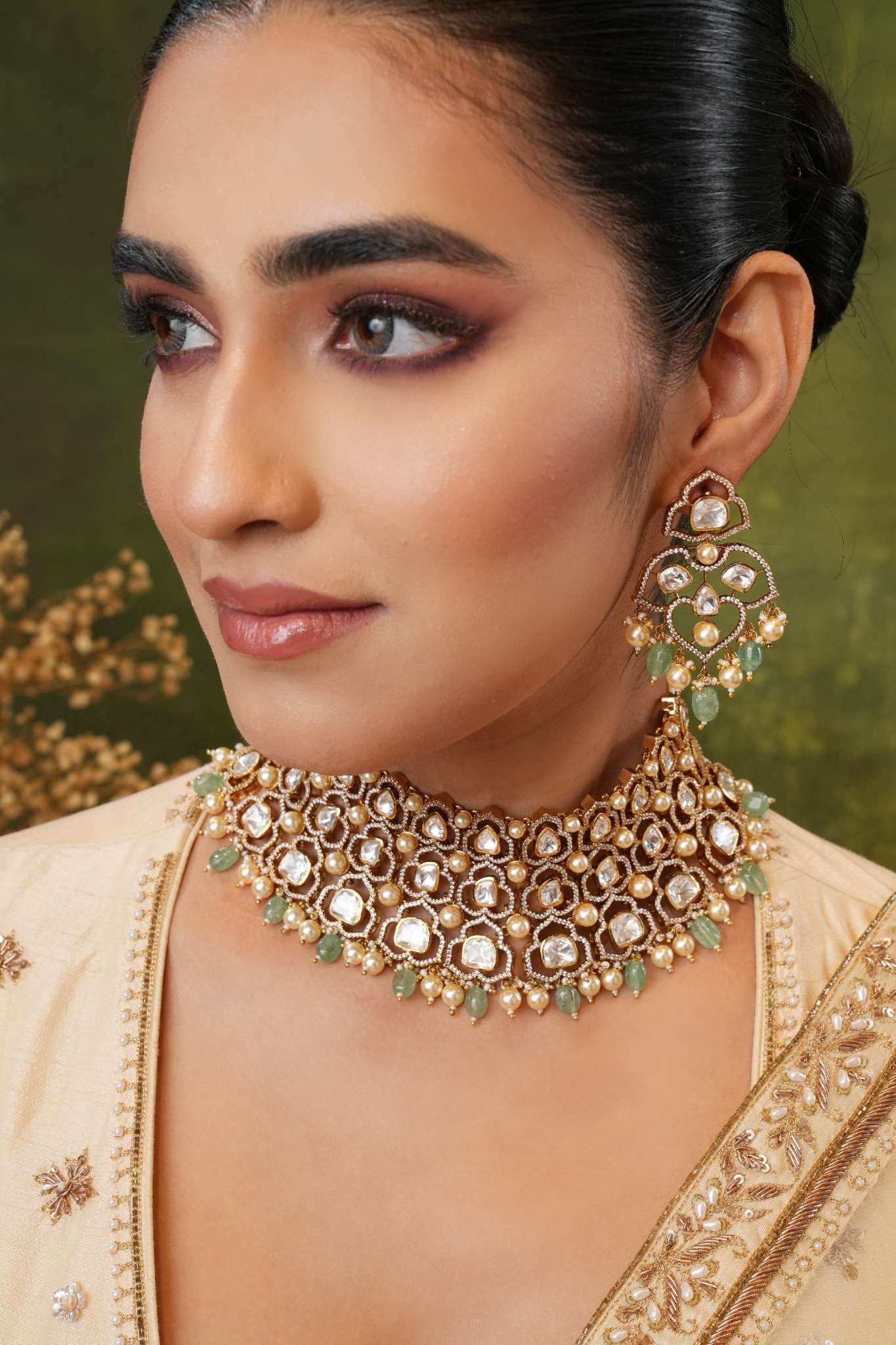 Nima Polki Choker Necklace Set