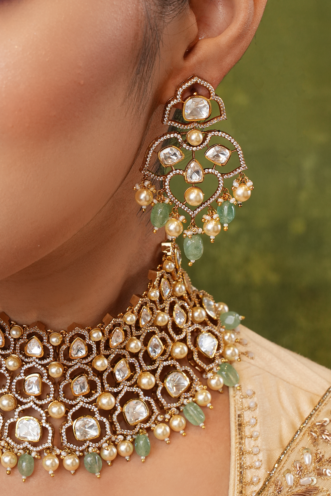 Nima Polki Choker Necklace Set