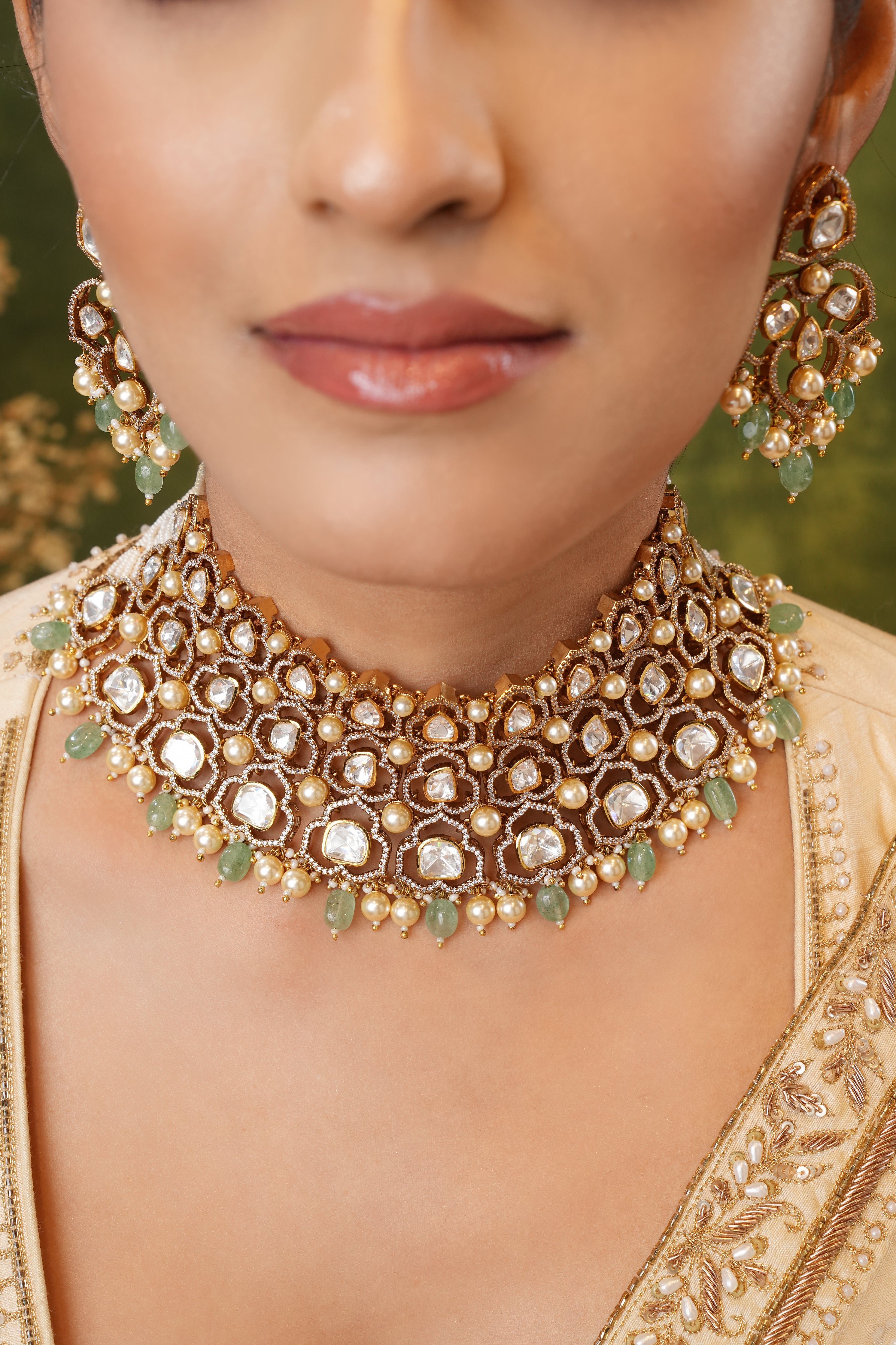 Nima Polki Choker Necklace Set