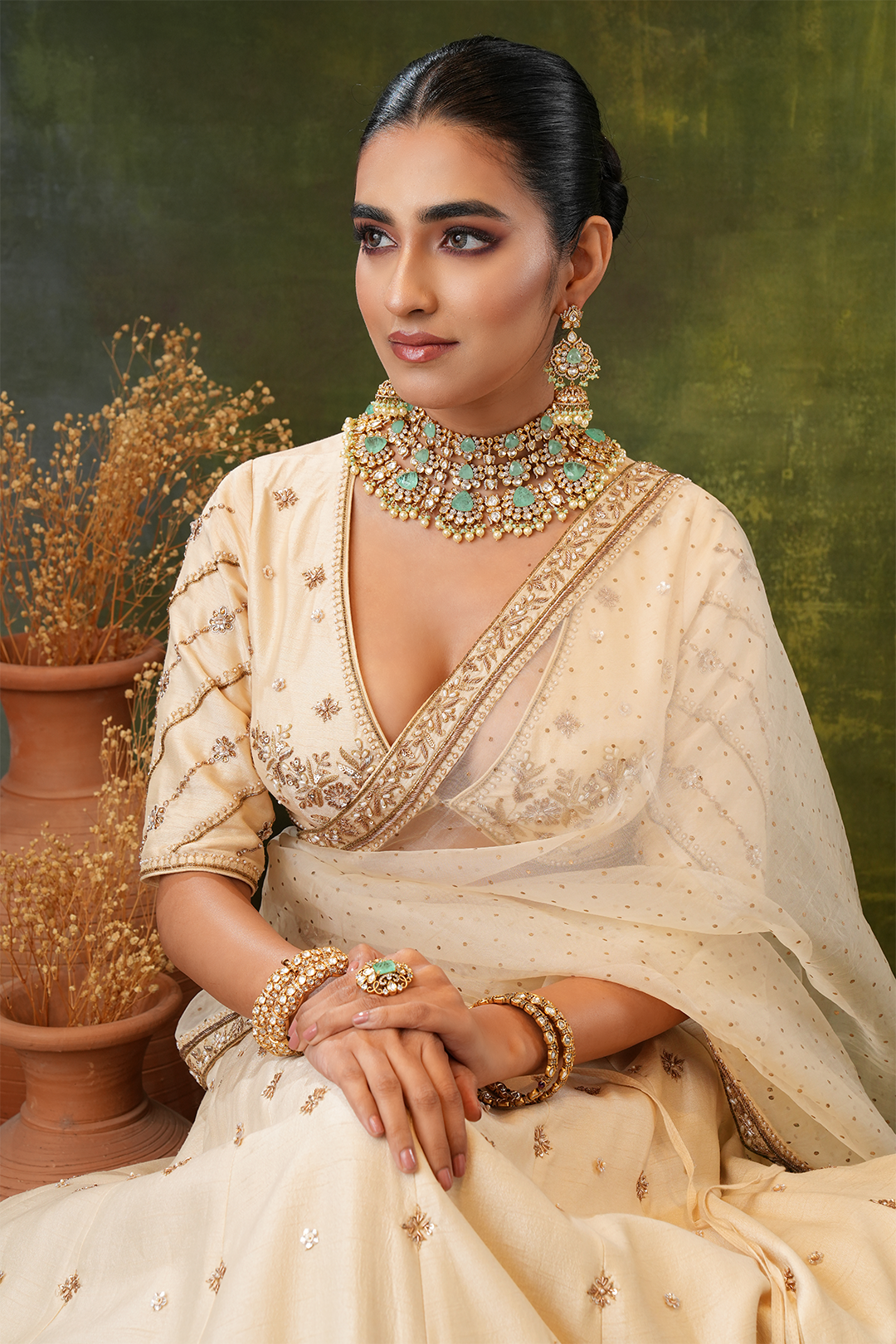 Ashvi Mint Polki Necklace Set