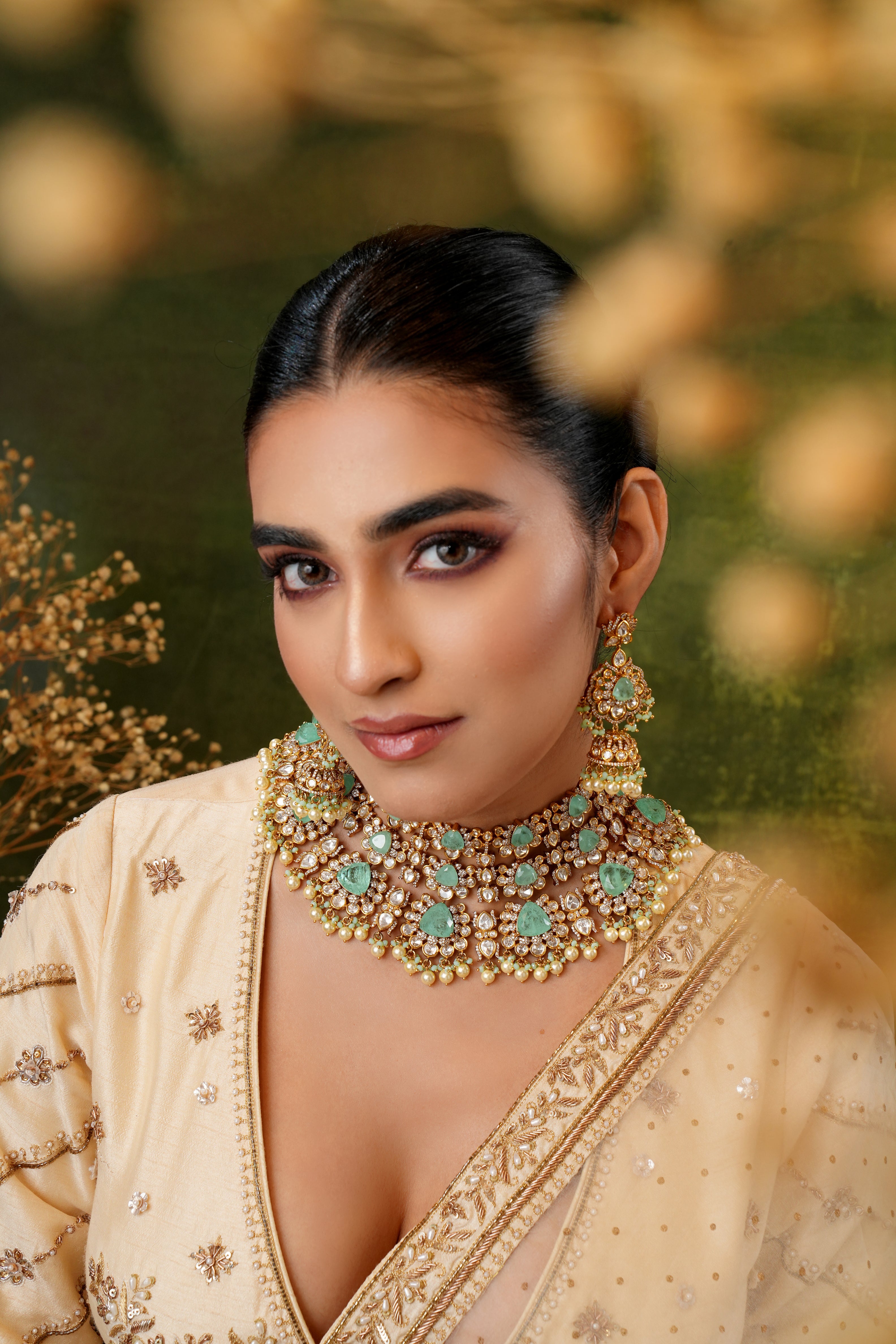 Ashvi Mint Polki Necklace Set