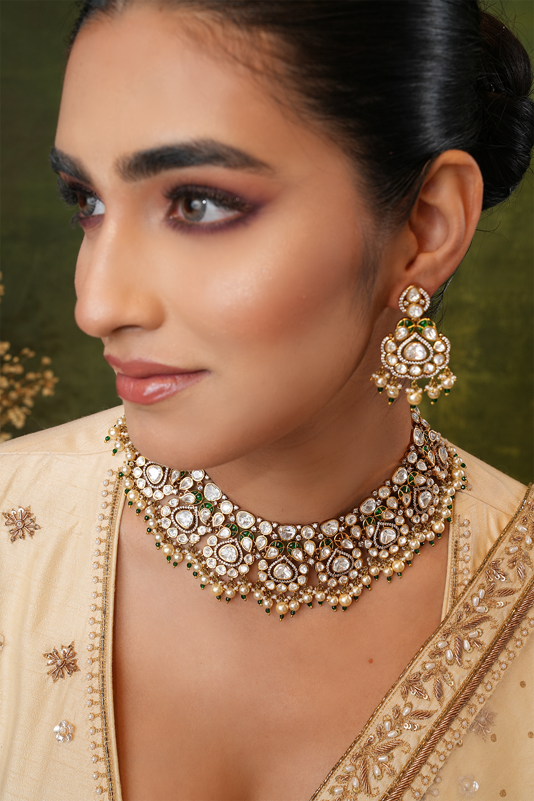 Weram Polki Silver Necklace Set