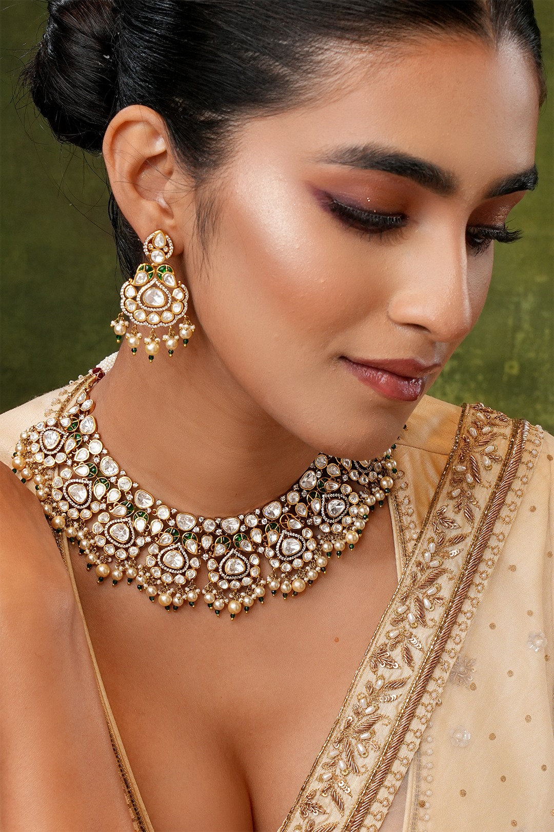 Weram Polki Silver Necklace Set