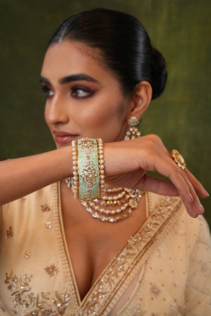 Sarah Mint Polki Bangle