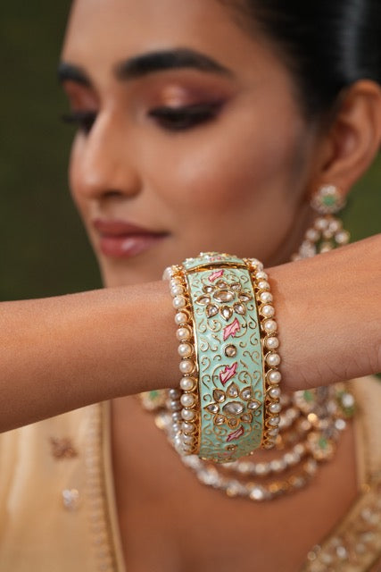 Sarah Mint Polki Bangle