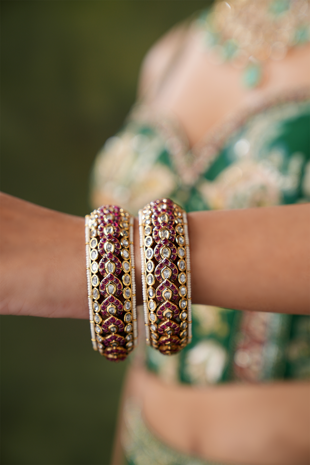 Satya Red Polki Bangles - Set of 2