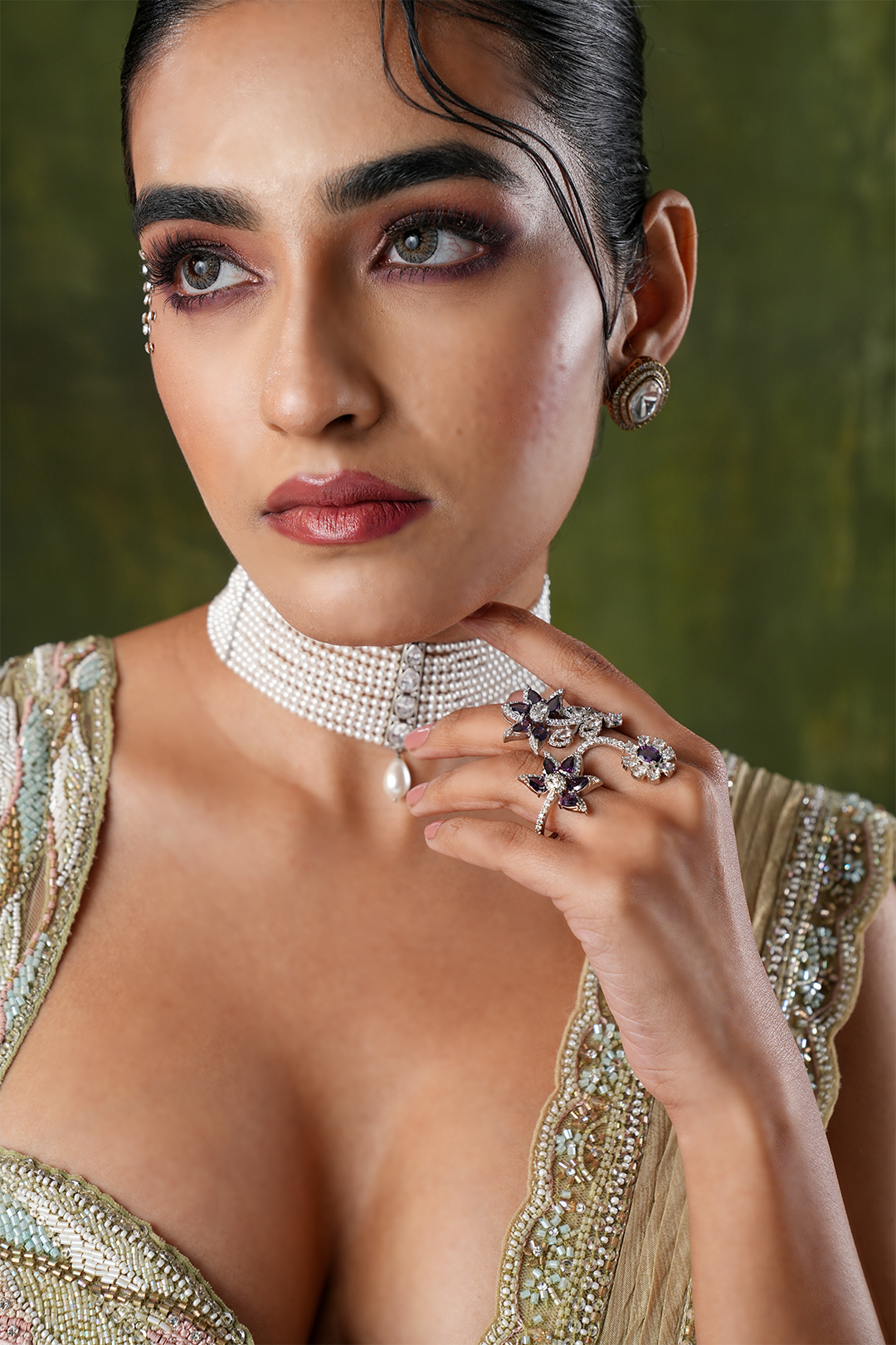 Celeste Pearl-Beaded Diamond Choker