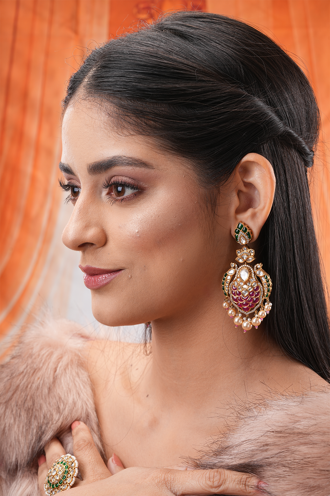 Zaeya Red Polki Earrings