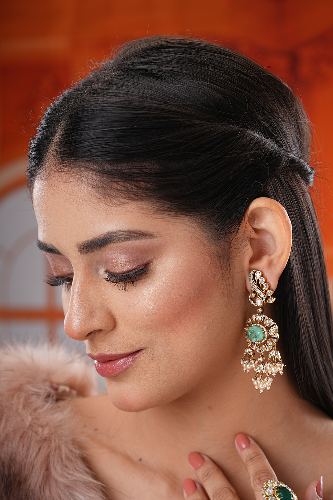 Luna Mint Polki Earrings