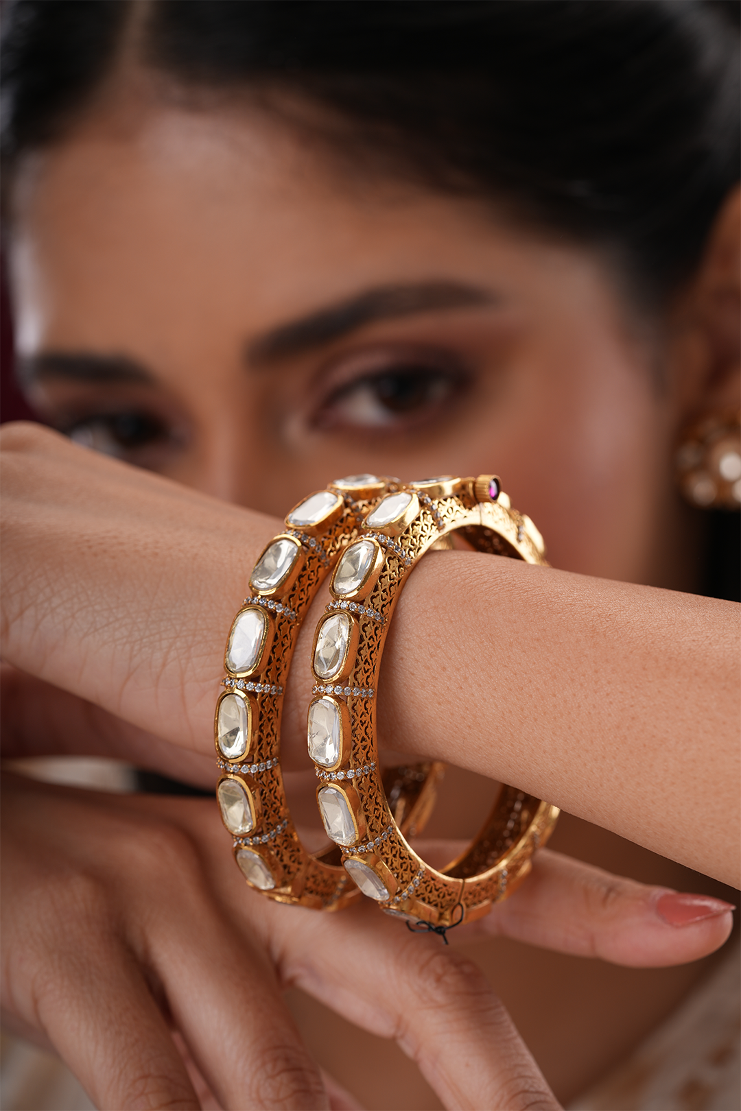 Shifa Polki Silver Bangles - Set of 2