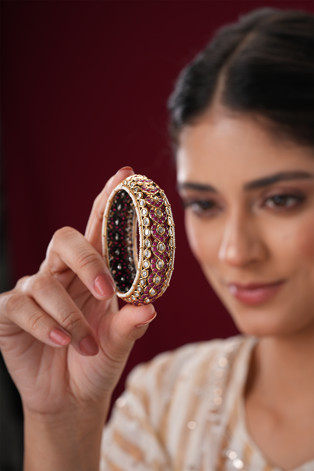 Satya Red Polki Bangles - Set of 2