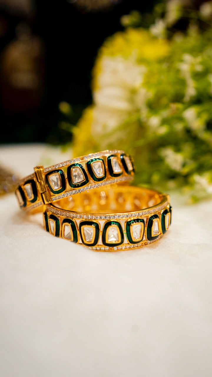 Shea Meenakari Polki Bangles- Set of 2