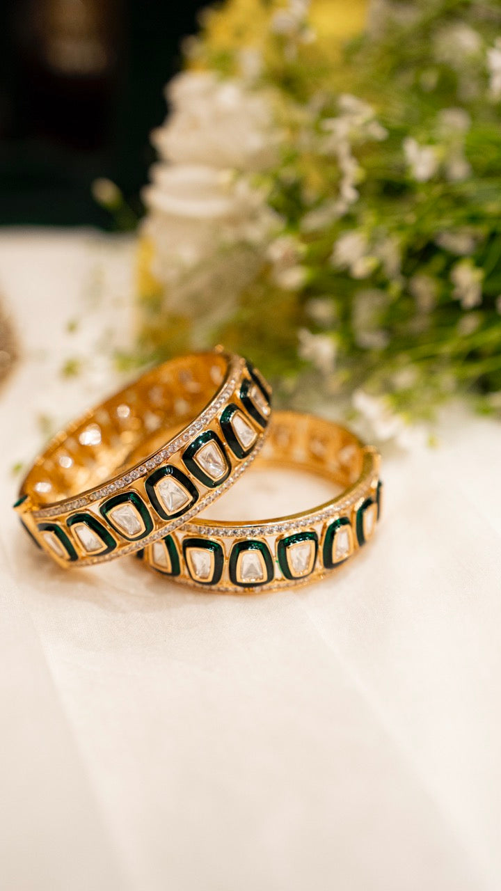 Shea Meenakari Polki Bangles- Set of 2